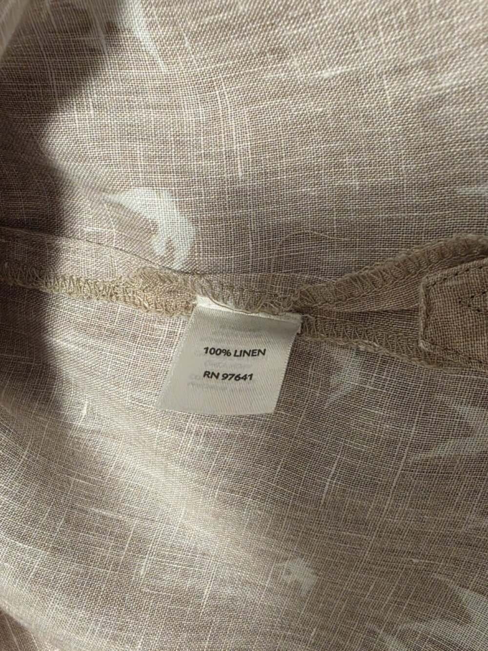 J. Jill 100% Linen Dove Bird Coastal Tan Khaki Button Down Long Sleeve Shirt XL - Picture 11 of 12